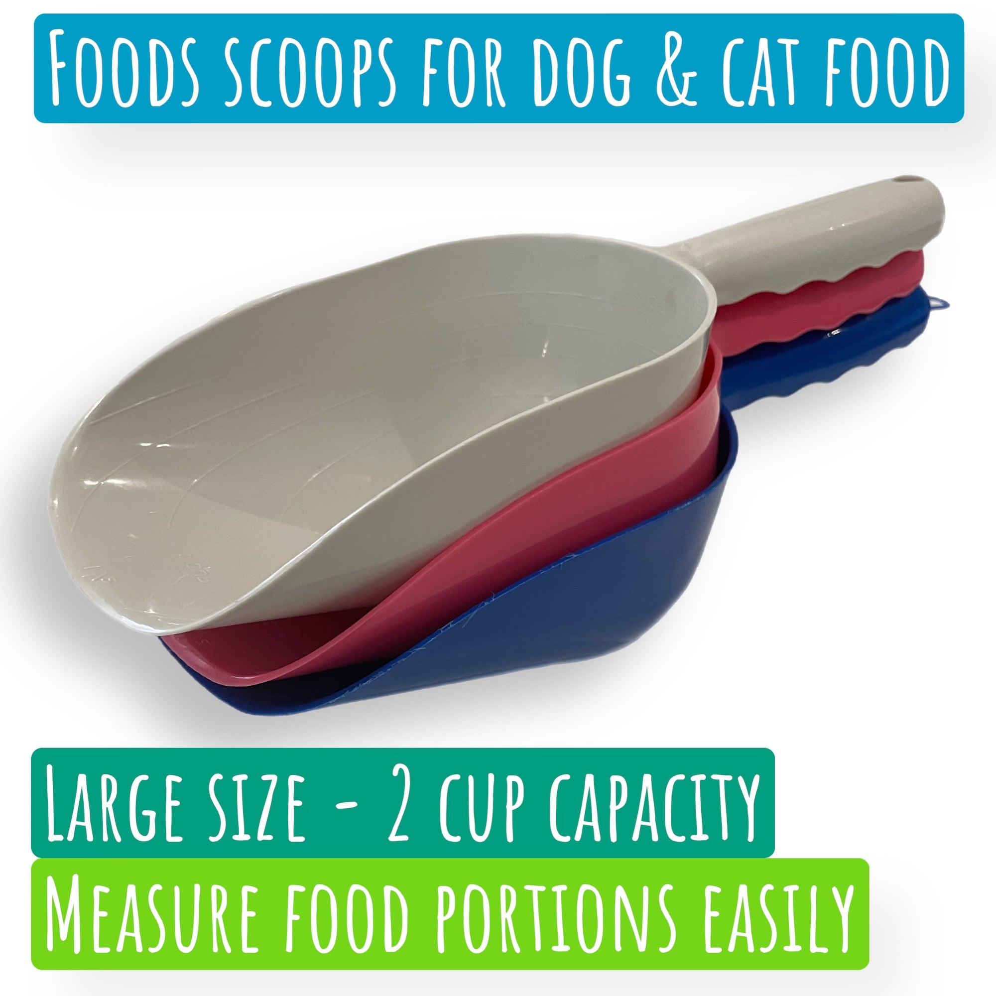 dog and cat plastic food scoops - 2 cup capacity