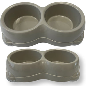 MyPetsDirect Ltd Cat & Dog Food/Water Double Bowls / Dishwasher Friendly PD-BP-DOUBLE-PET-BOWL-330ML-GY