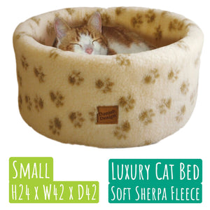 MyPetsDirect Ltd Danish Design Paw Print Cat Cosy Cream Bed / 2 Sizes / S, M PD-DS-DD-CAT-COSY-BED-SML-957885